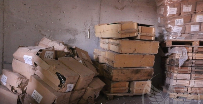 Terör örgütü PKK/YPG'nin silah ve mühimmatları. Fotoğraf: TRT Haber